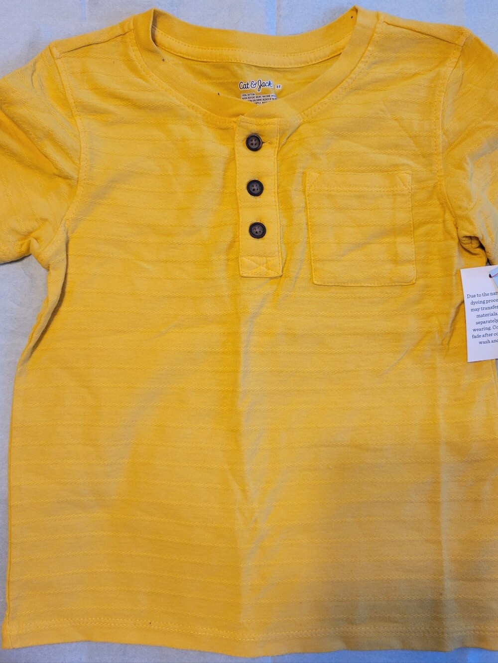 Cat & Jack Bright Yellow Henley Pocket Tee - 5T